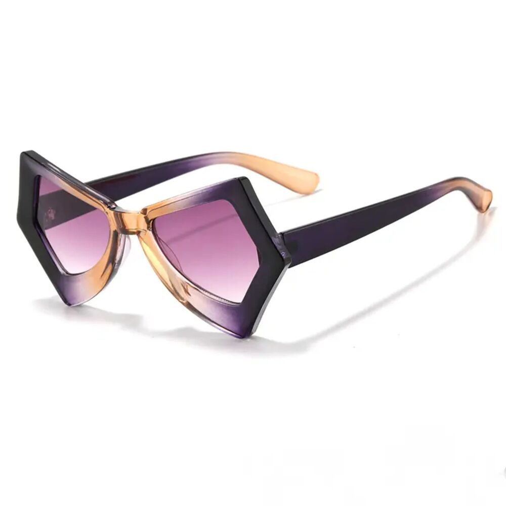 PURPLE MULTICOLOR RETRO BUTTERFLY CAT EYE FASHION SUNGLASSES
